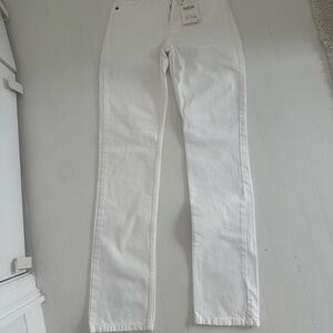 Zara White Mid Rise Full Length Jeans